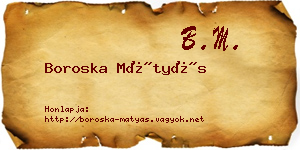Boroska Mátyás névjegykártya